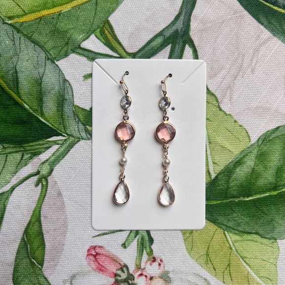 Boho Bridal Earrings Peach Teardrop Bridgerton Jewelry Victorian Romantic 25$